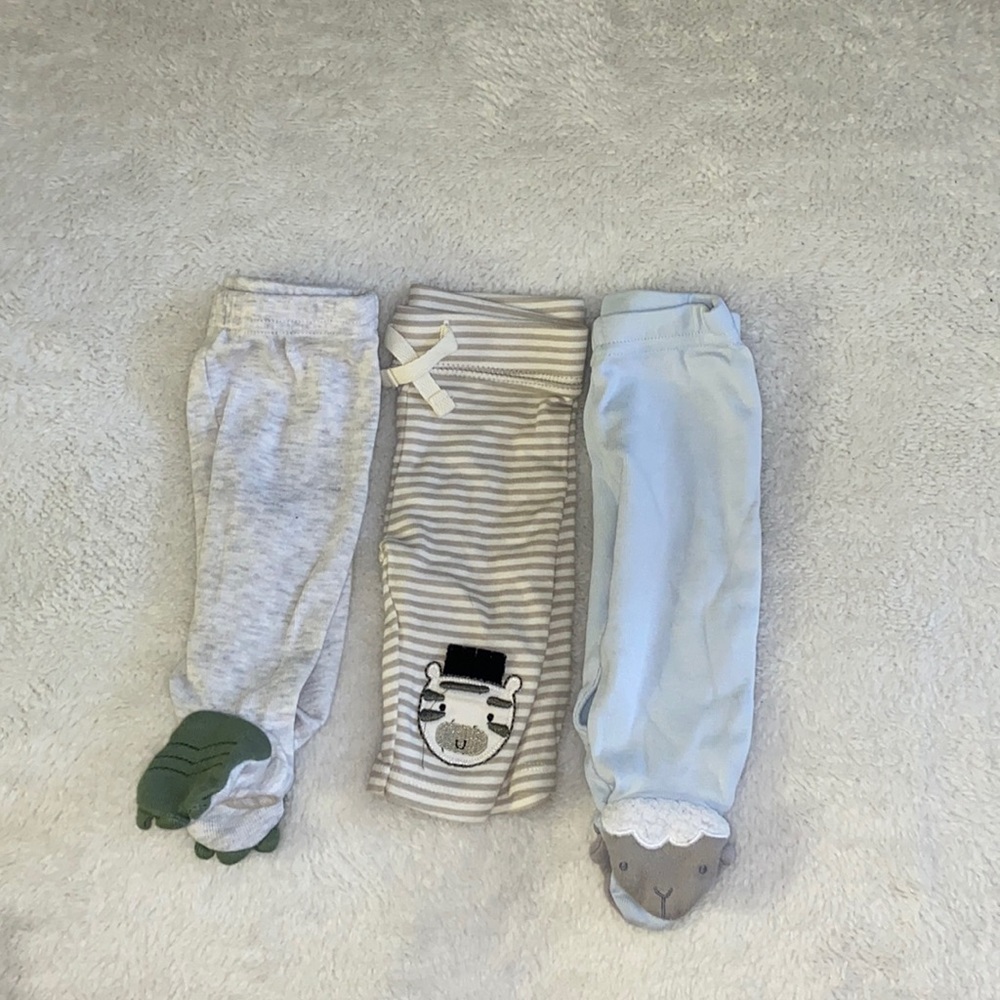 3 piece baby bottoms with footies Newborn
